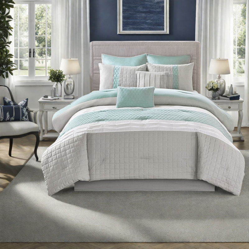 Ensembles de literie sophistiqués 8 pièces, polyester confortable, style transitionnel pour la maison
