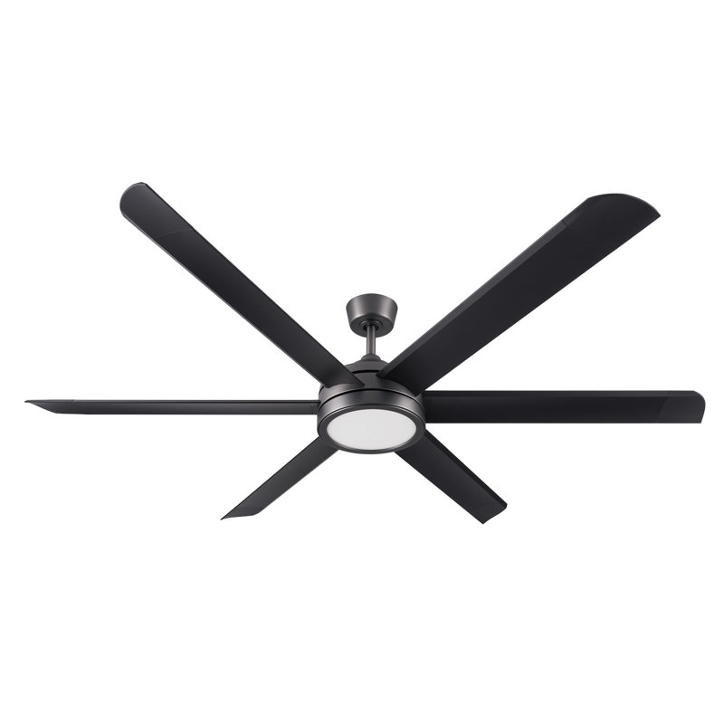Blazer 72 in. 6 Blade Brushed Carbon Ceiling Fan with Remote Control, Dimmable LED Light Kit, and Reversible Motor, 72" Wide