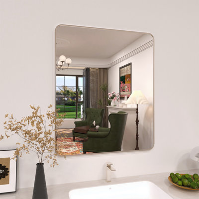 Lucha 30 in. W x 36 in. H Rectangular Framed Wall Bathroom Vanity Mirror in Brushed Nickel