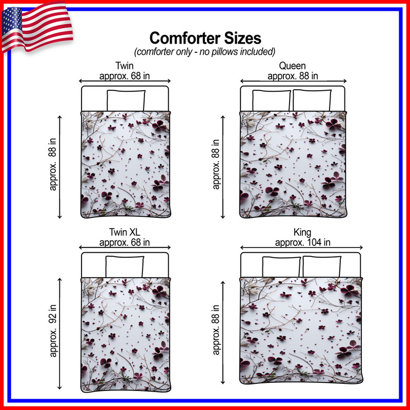Floral Bedding Nature Comforter Minimalist, King