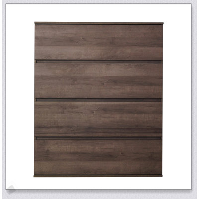 Commode contemporaine en bois noyer à quatre tiroirs Liv, parfaite pour le rangement moderne et le design élégant
