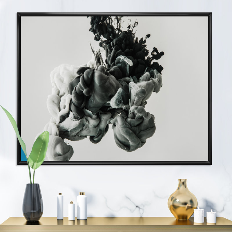 Black And Grey Mixed Liquid Ink V Black And Gray Mixed Liquid Ink V - Graphic Art on Canvas