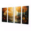 Collage rétro de rivière forêt d'automne, coucher de soleil, art mural 4 pièces-548550239