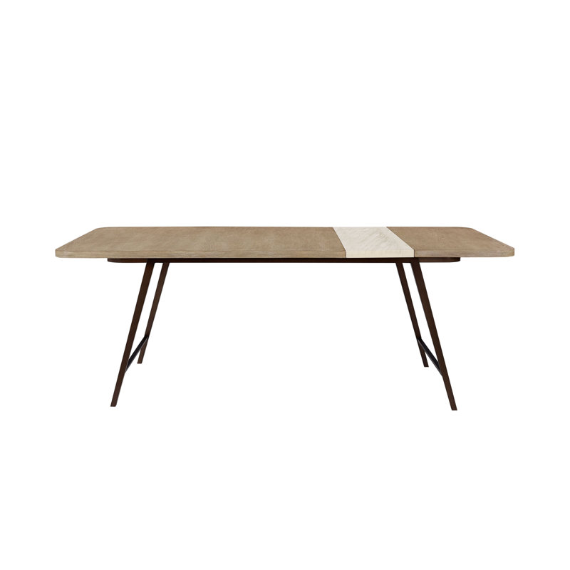 Marielle Katsikis 84" Asymmetrical Stone Slab Dining Table, Toffee
