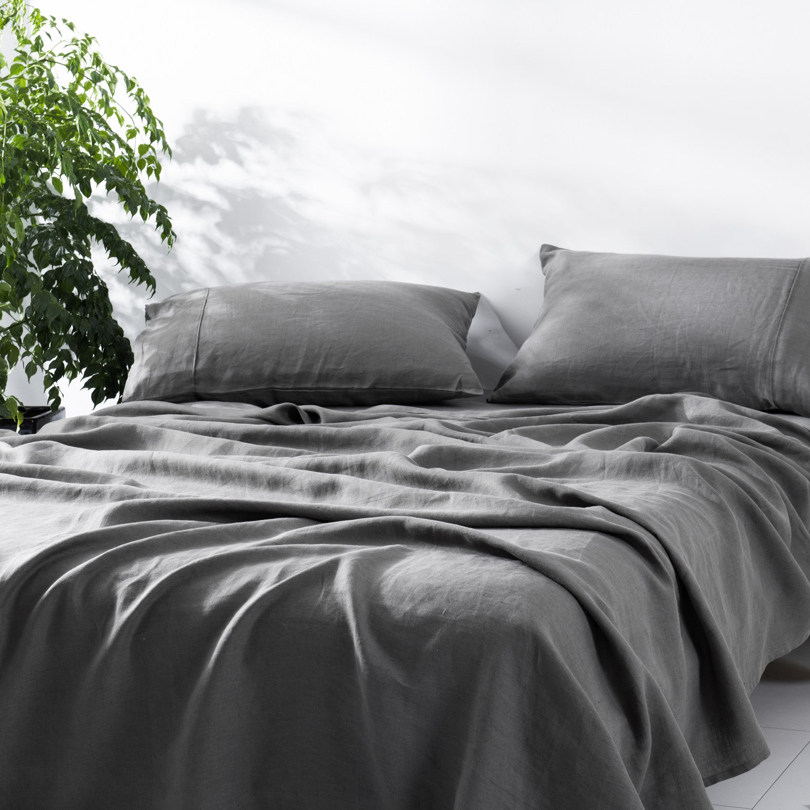 Linen Sheet Set, Queen, Charcoal