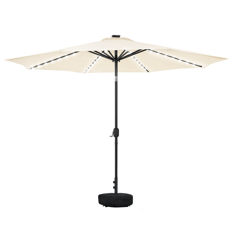 Parasol de patio avec base, Beige, H 98 po x l 132 po x P 132 po