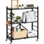 30 x 13 tablettes de rangement pliables de 36 pouces avec roues, installation sans effort, 5 roulettes pivotantes pour la mobilité sur les planchers, acier au carbone Q235a, pieds amovibles, barre transversale, pliage compact