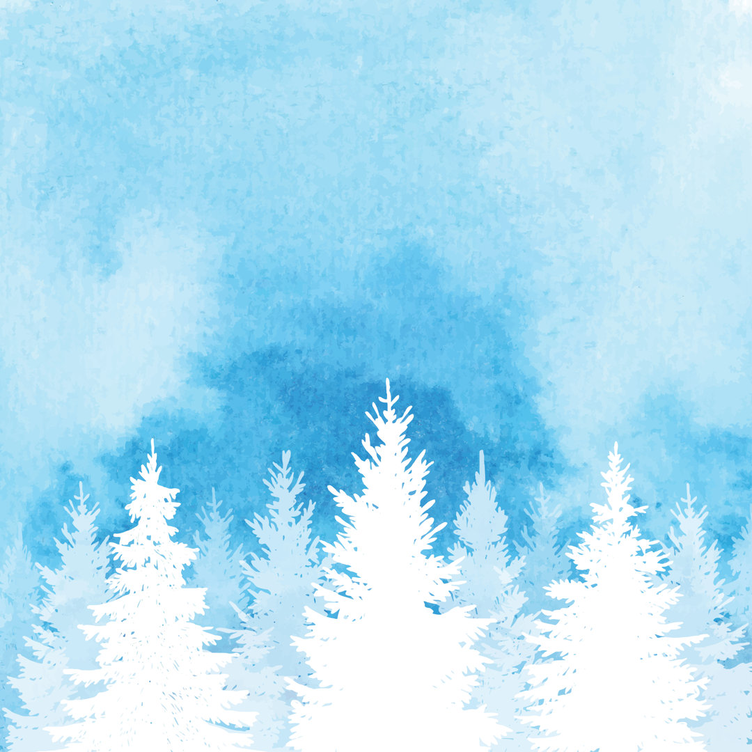 Aquarell Winterwald Hintergrund von Saemilee - Drucken