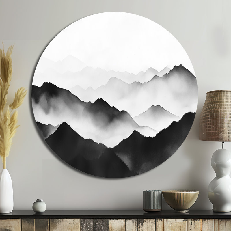 Montagne grise grise - décor mural en métal paysages, L 23 po x H 23 po