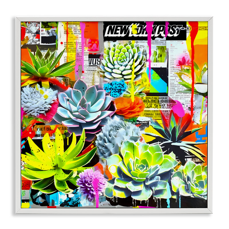 «Urban Graffiti Succulents», estampe numérique encadrée par Jess Stempel, H 24 po x l 24 po
