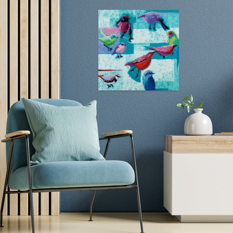 Art d'oiseau contemporain abstrait Odd Flock, H 18 po x l 18 po