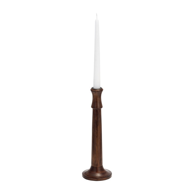 Solid Wood Tabletop Candlestick, 12" H x 4" W x 4" D