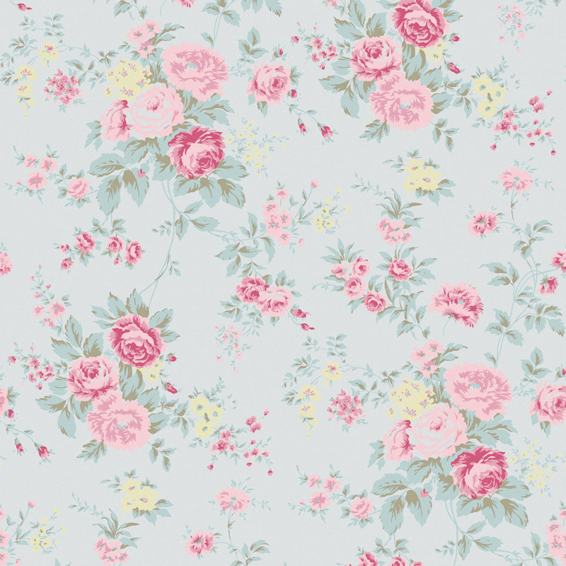 by Rachel Ashwell Wild Flower Floral 10m x 52cm Wallpaper Roll, Blue