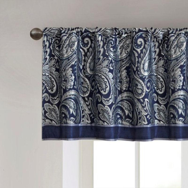 Cantonnière jacquard 50 x 18 po, Marine