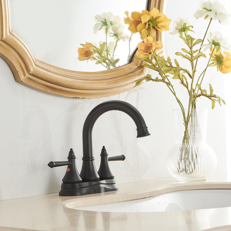 Centerset 2-handle Bathroom Faucet with Drain Assembly, Black