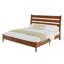 Mid-Century Modern Solid Wood Platform Queen Bed With Reclining Slatted Headboard, Light Brown-1899906567-1899906564