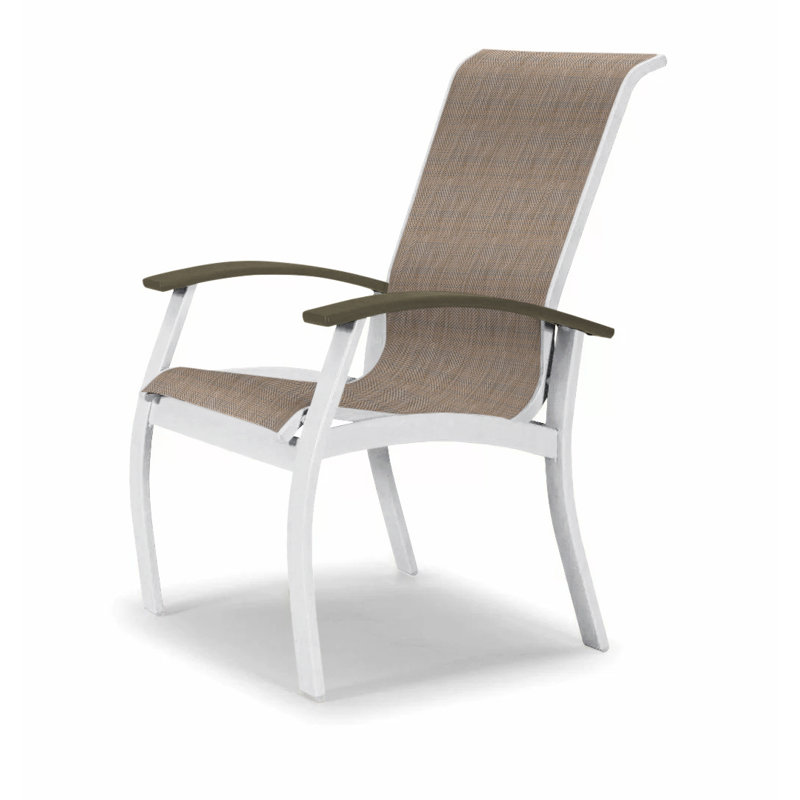 Chaise de patio Askar, Vert forêt 22D Sunbrella® vert, Beachwood, Blanc brillant