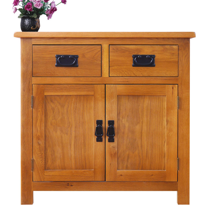 Enola Solid Wood 2 -Drawer 2 -Door Accent Cabinet, Rustic Brown