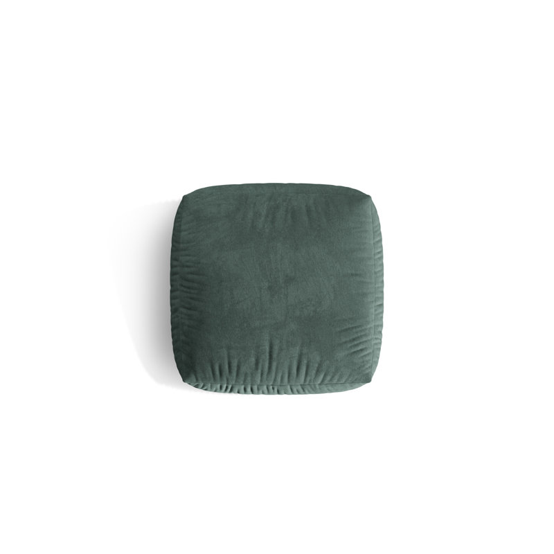 Carlens 106cm Wide Velvet Solid Colour Pouffe Ottoman, Petrol