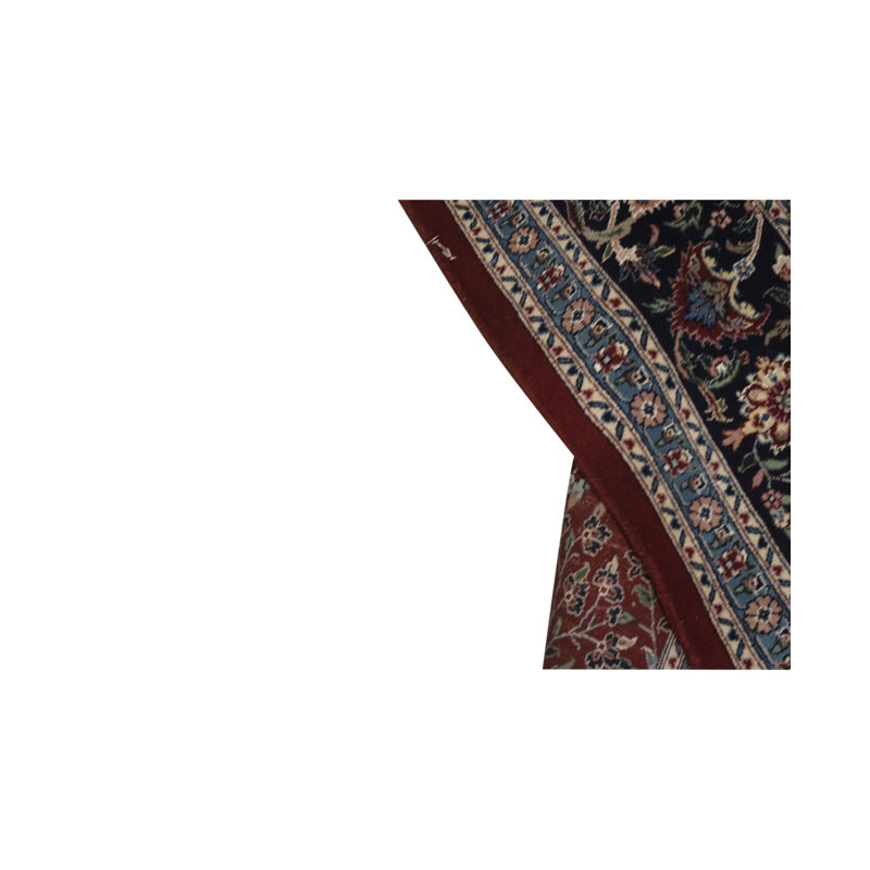 Tapis rouge et bleu marine noué à la main de haute qualité