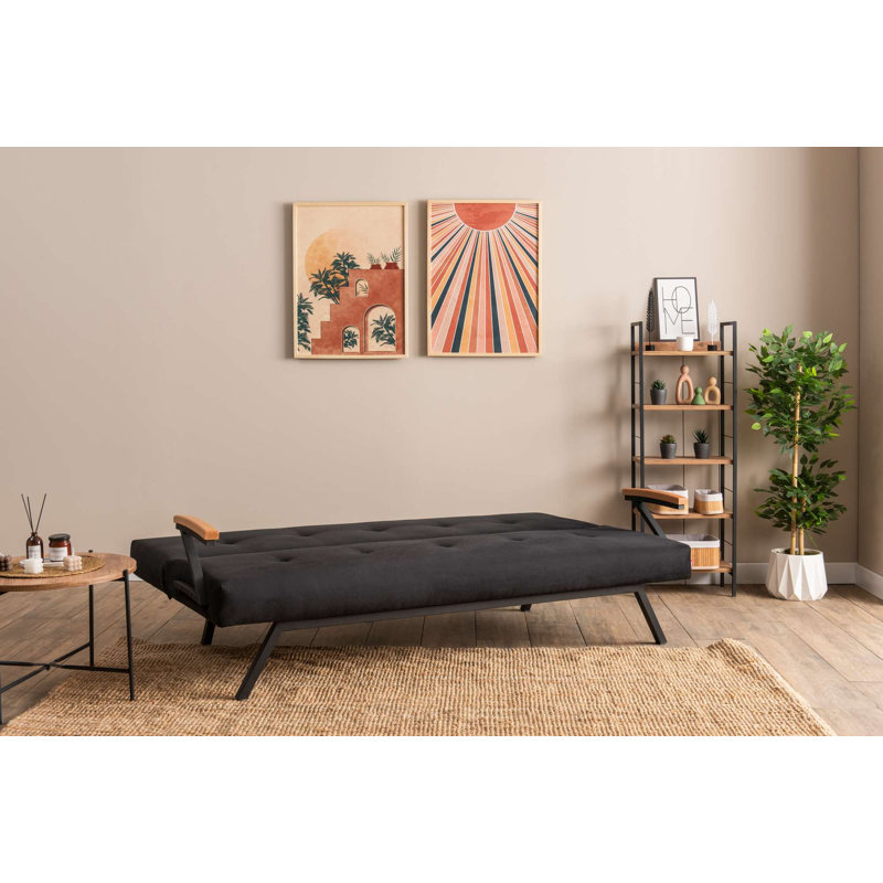 Élégant canapé-lit à 3 places, tissu de lin, 31,5 po x 25,2 po x 70,9 po | Structure 100% métal, 50 coussins en mousse à densité moyenne dure | Conception polyvalente pour le salon et la chambre d'amis, facile à nettoyer, pieds en métal démonté