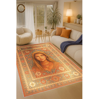 Tapis vert tissé à motif lavable Mosso