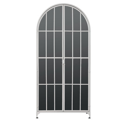 Parisian Arched Glass Door Metal Curio Cabinet by Rowena Interiors