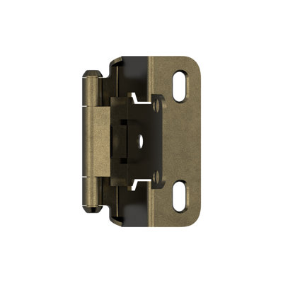 1/2 inch (13mm) Overlay Self Closing Partial Wrap Burnished Brass Cabinet Hinge - 1 Pair