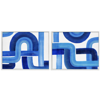 Ensemble de 2 estampes géométriques bleues tissées par Grace Popp