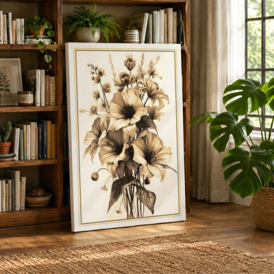Gathered Daisies Botanical - Wrapped Canvas