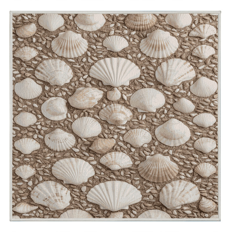 Tapis bord de mer lavable à mosaïque mixte, Carré 7 pi