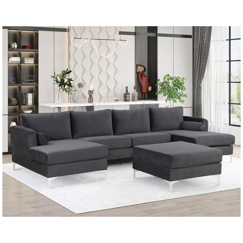Canapé modulaire Syrine, Velours noir