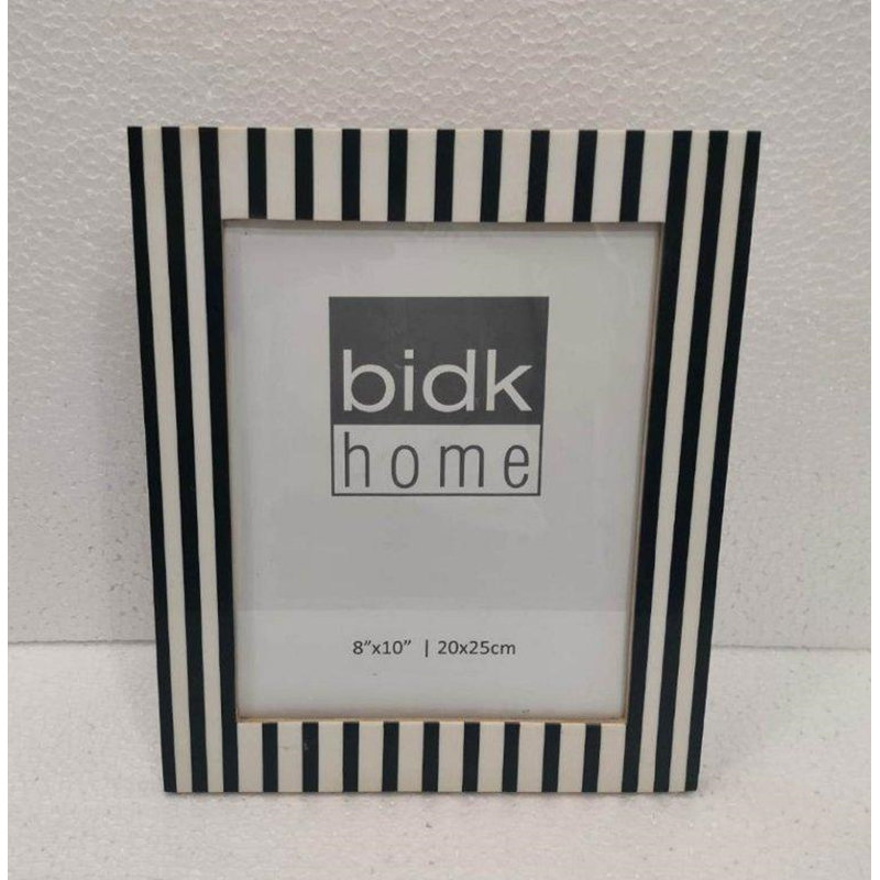 Classic 8x10 Black and White Striped Resin Tabletop Frame