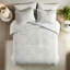 Ensemble de housse de couette à motif de médaillon 3 pièces très grand / très grand - gris blanc, avec fermeture à boutons et tissu de literie inclus, repos confortable