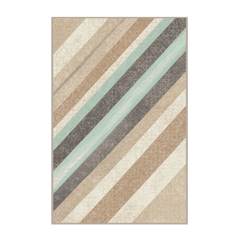 Tapis marocain d'inspiration mondiale Aurora Borealis Sky lavable à la machine - reliure beige, 8 x 10