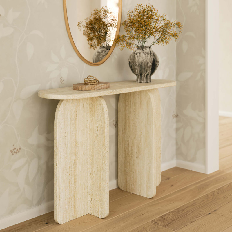 Faux Travertine Console Table