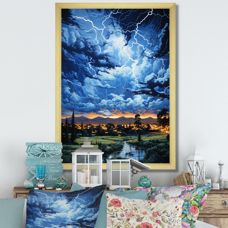 Lightning Lightning Dance Pastoral, reproduction d'art sur toile, Or, H 32 po x l 24 po x P 1 po