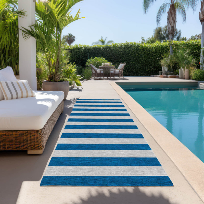 Stalcup Washable Striped Indoor / Outdoor Rug, Runner 2'3" x 7'6"