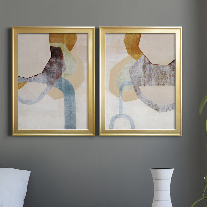 «Desert Rockfall I», ensemble de 2 impressions sur toile encadrées, H 24,5 po x l 18,5 po x P 1,25 po, Cadre doré