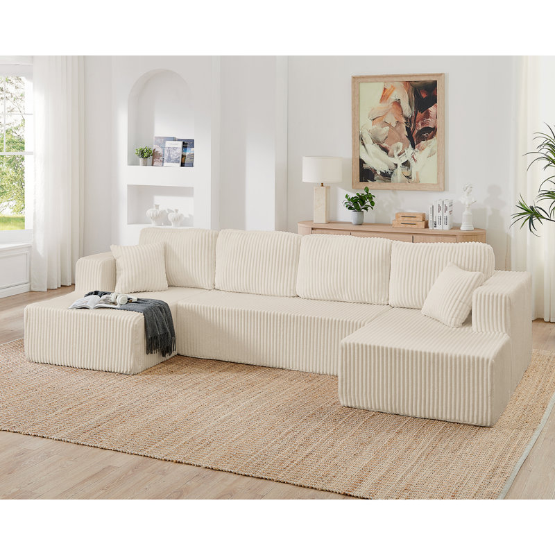U Shape Modular Sectional Sofa, Beige