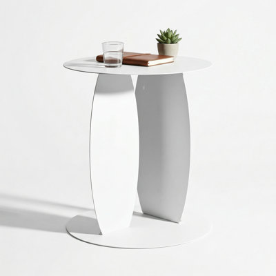 Modern Geometric Round Metal Accent Table