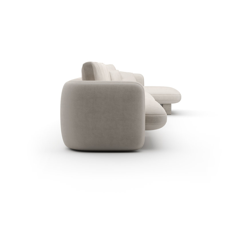 *Overlap Right Chaise Sec Large Dk Taupe, White Polyester Blend