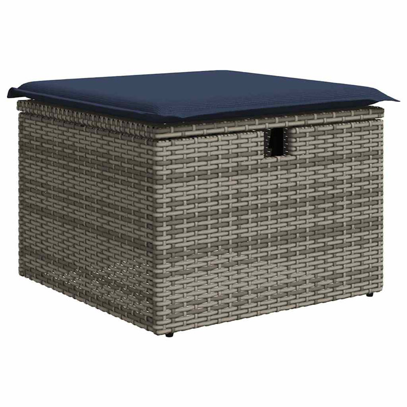  Ensemble de canapé de patio 8 pièces avec coussins en rotin de polyester, Gris, Bleu