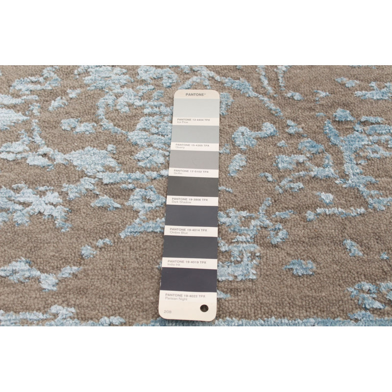 Tapis gris noué à la main Massie