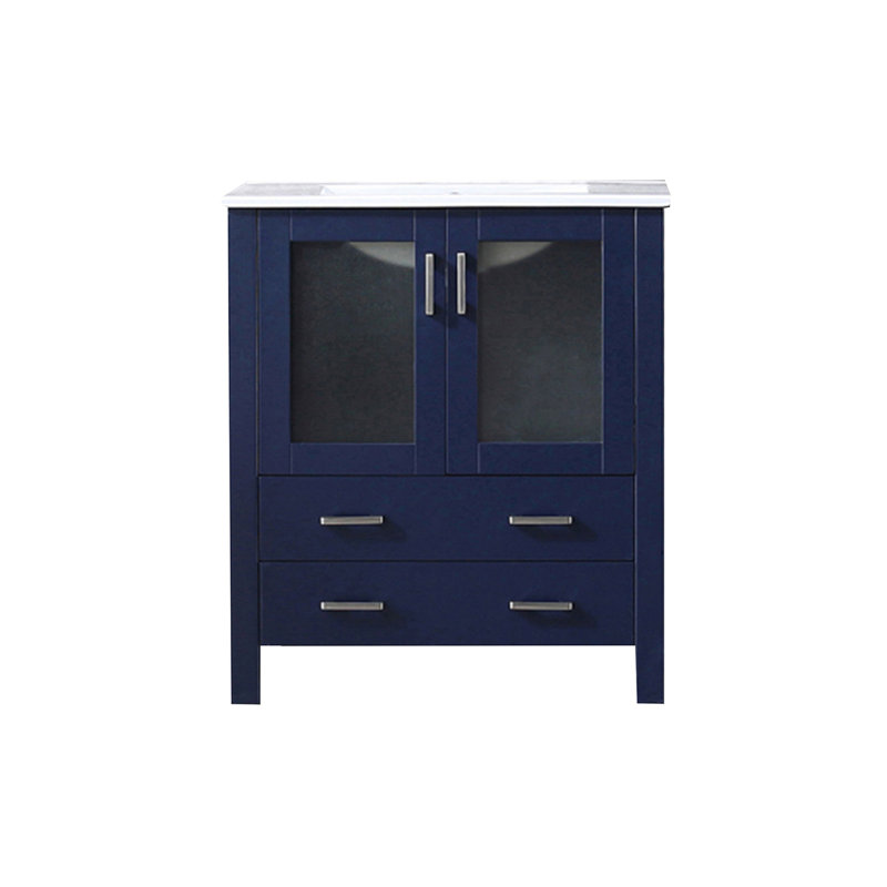 Bath Vanity with White Ceramic Top, Navy Blue