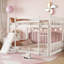 Lit simple superposé au-dessus du sol avec rampe d'escalade, blanc - garde-corps de chambre à coucher moderne avec option de repos confortable