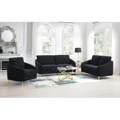 Modern Bouclé Fabric 3Pcs Sofa Set With Curved Silhouette And Plush Seating
