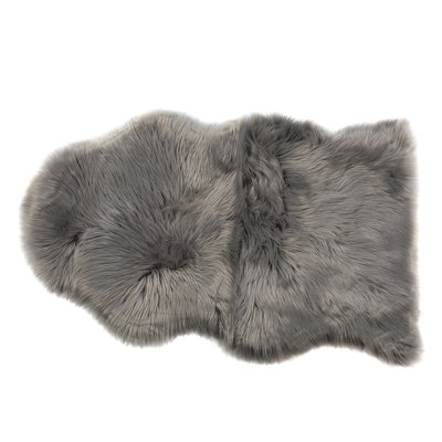 Single Pelt Faux Fur Washable Gray Area Rug - 2' x 3'