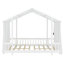 Lit plateforme double avec baldaquin en tissu transparent et guirlande lumineuse, blanc-683194744-683194745