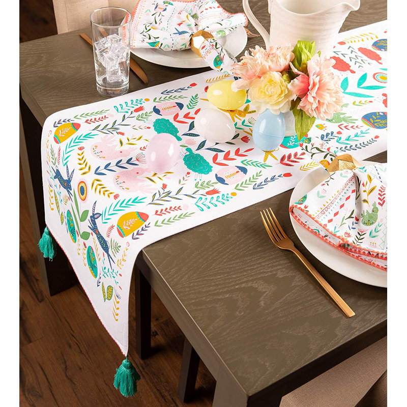 Sardis Easter Folk Garden Embellished Table Runner